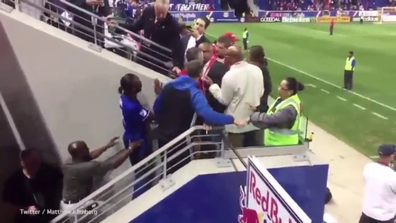 Didier Drogba caught in a heated exchange with Red Bulls fan