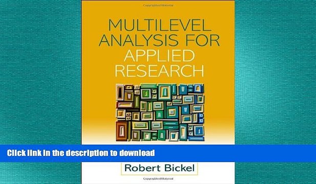 READ Multilevel Analysis for Applied Research: It s Just Regression! (Methodology in the Social