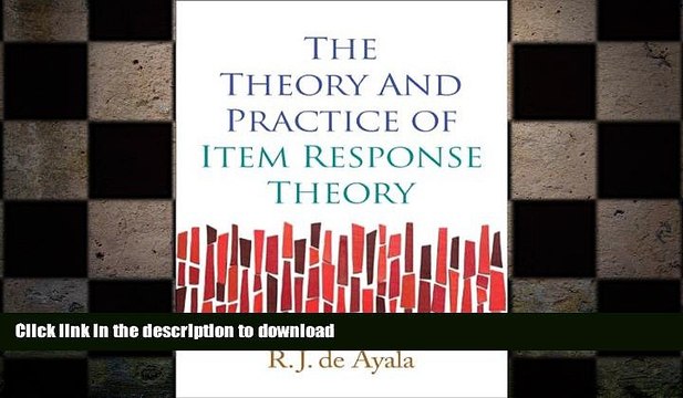 READ The Theory and Practice of Item Response Theory (Methodology in the Social Sciences) BOOK