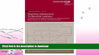 FAVORITE BOOK  Teaching Adolescents To Become Learners The Role of Noncognitive Factors in