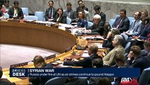 Russia under fire at UN as air strikes continue to pound Aleppo