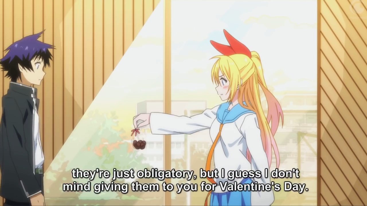 Nisekoi Kirisaki Chitoge gives Ichijo Raku Valentines Day Chocolate