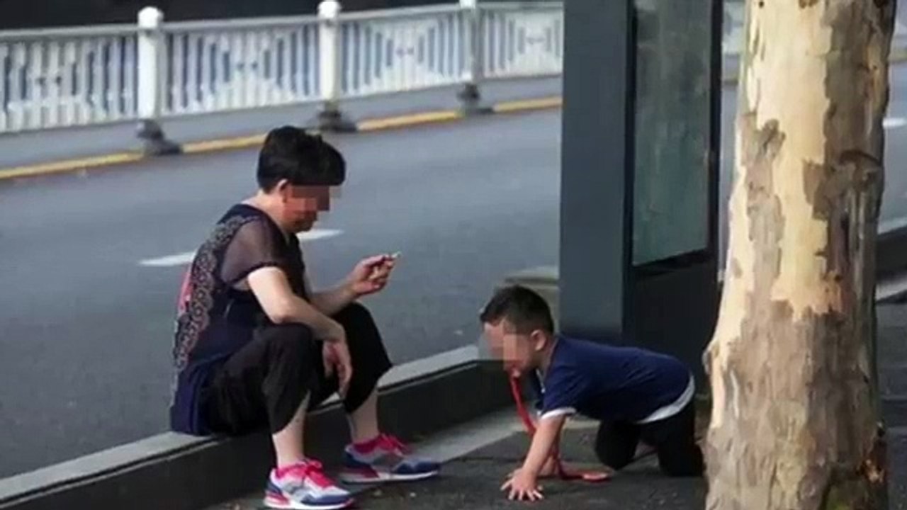 【衝撃】子供に首輪をして、散歩するキ●ガイ母親が登場！これはひどすぎる・・・【拡散希望】