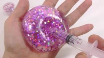 DIY How To Make 'Glue Slime Nail Pearls Water Balloon' Real Syringe Play Learn Colors Clay Icecream