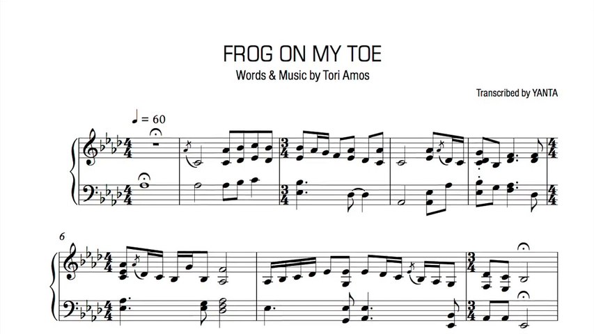Frog on my Toe (instrumental sheet music) - Tori Amos - video Dailymotion