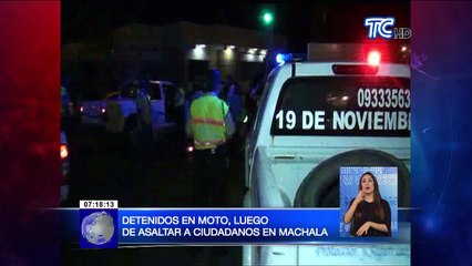Detenidos en moto luego de asaltar a ciudadanos en Machala
