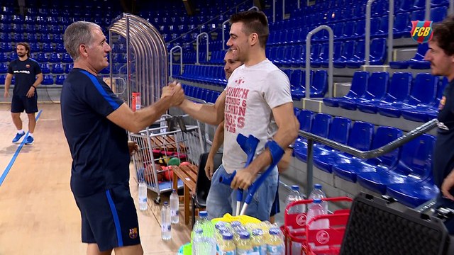 FCB Futsal: Sergio Lozano visita el entrenamiento del Barça Lassa