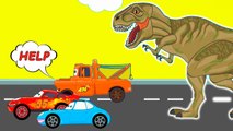 Lightning McQueen in Dinosaurs World w Spiderman & Disney Cars for Kids Learn Colors for Children