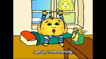 Lesson 9  Time of Day & 1st Person Daily Actions GRAMMAR CARTOON- Kids English by Pumkin.com !