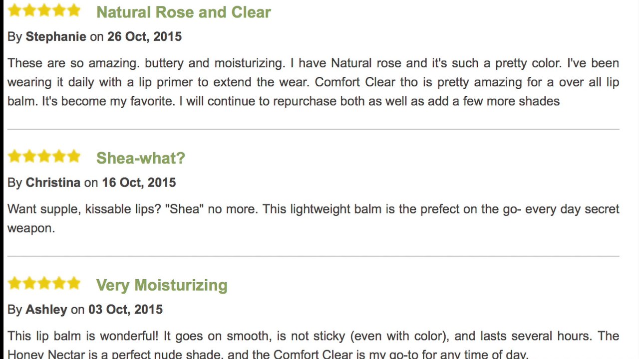 SHEA BUTTER LIP BALM REVIEWS