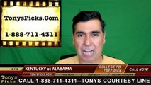 Alabama Crimson Tide vs. Kentucky Wildcats Free Pick Prediction NCAA College Football Odds Preview 10-1-2016