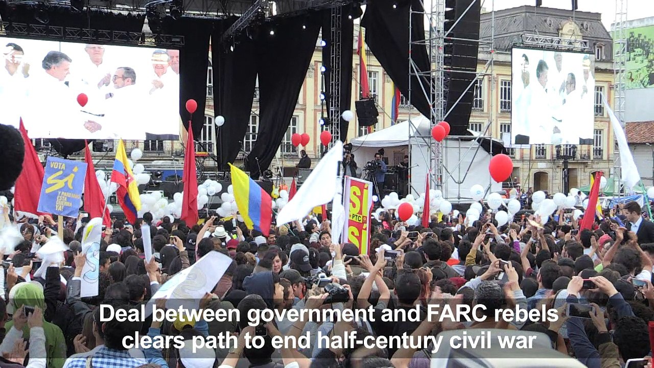 Colombians celebrate signing of historic peace deal