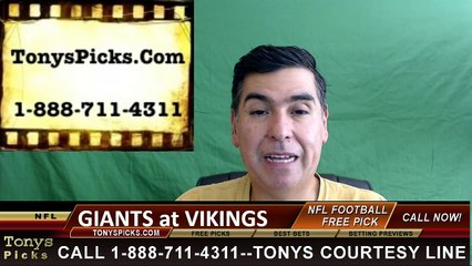 Minnesota Vikings vs. New York Giants Free Pick Prediction NFL Pro Football Odds Preview 10-3-2016