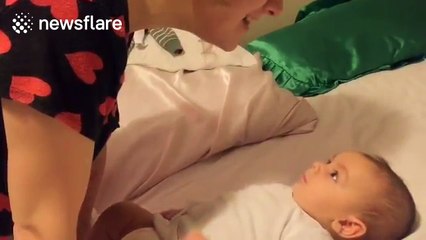 Three-month-old baby seems to say 'I love you' to his mother