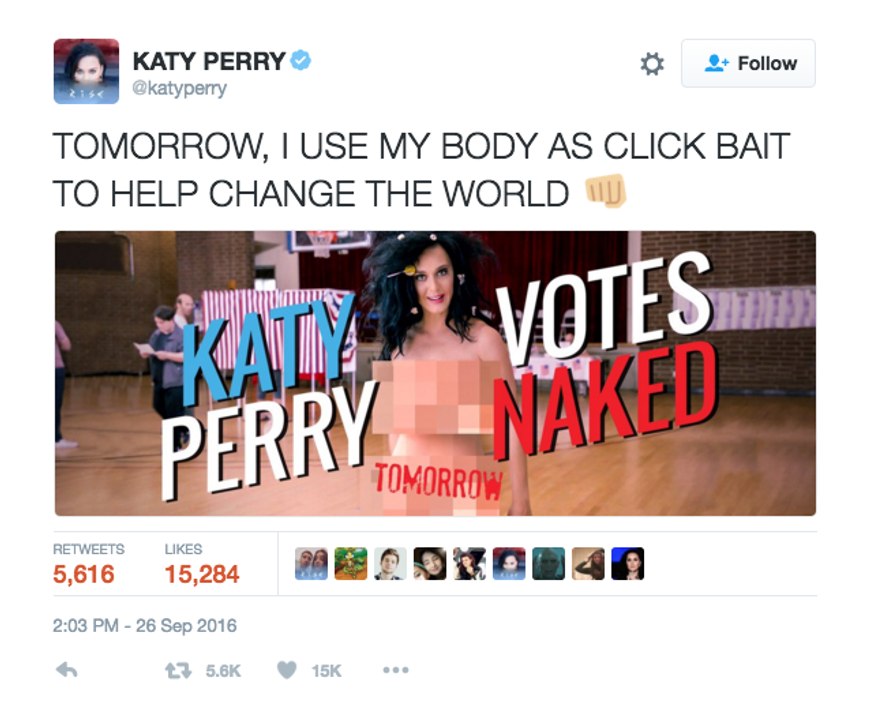 KATY PERRY Gets NAKED For Democracy On theFeed!