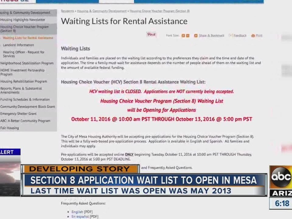 Pre-application for section 8 housing in Mesa to open soon