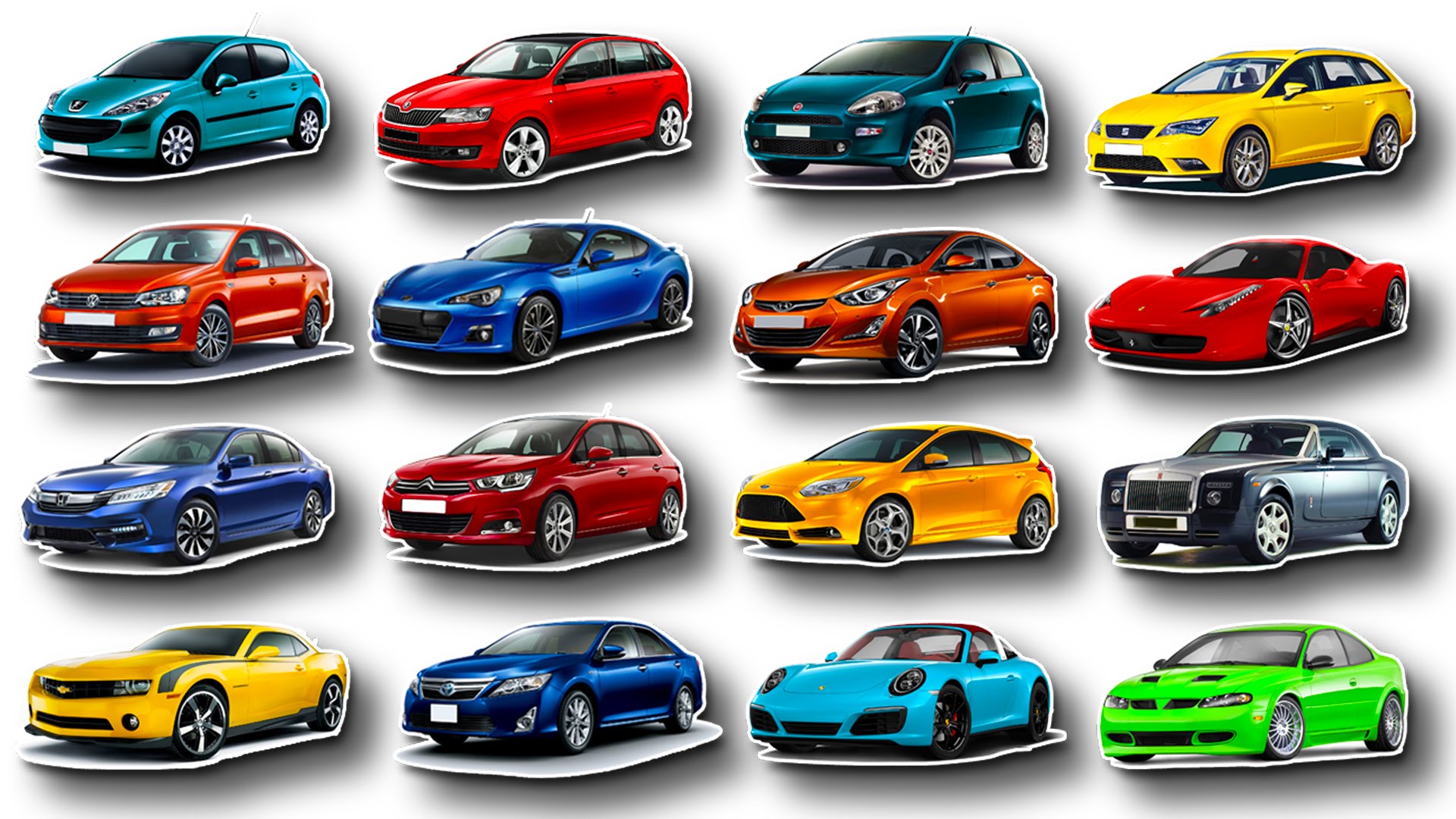 Много картинок машин. Разноцветные машины. Машины разных марок. Цветные машинки. Маленькие цветные машинки.