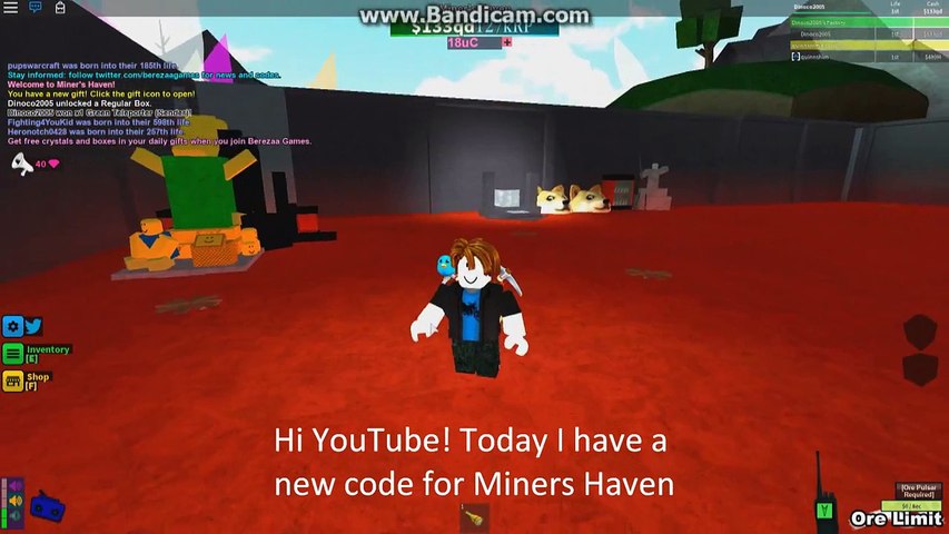 Roblox Miners Haven Brand New Code 40 Crystals 1 Inferno Box 2