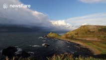 Beautiful storm clouds on the Giant's Causeway coastline