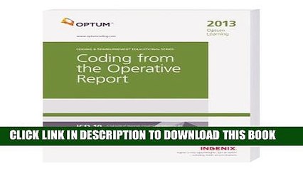 New Book Optum Learning: Coding from the Operative Report 2013 (Coding   Reimbursement Educational)