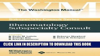 New Book The Washington ManualÂ® Rheumatology Subspecialty Consult (The Washington ManualÂ®