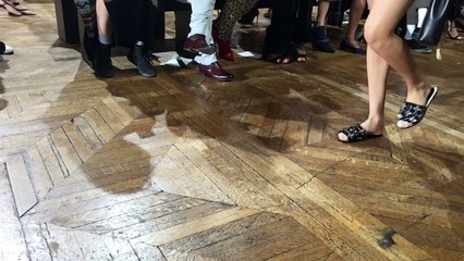 Sequinned slides: the shoes at #bouchrajarrar's first collection for @lanvinofficial