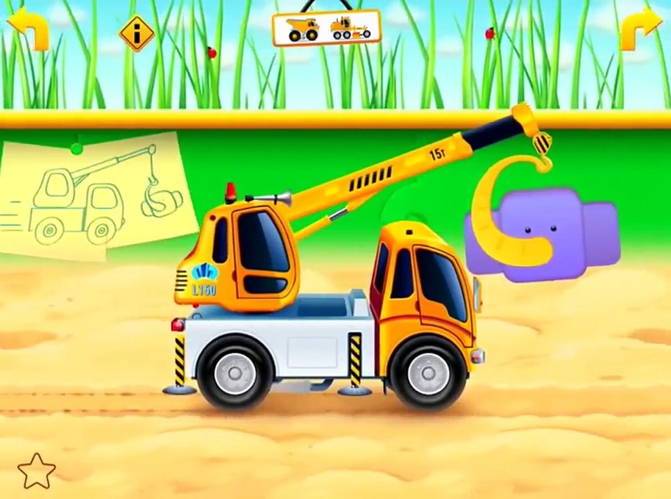Crane, truck and excavator   Cartoon about cars   Working machines for kids