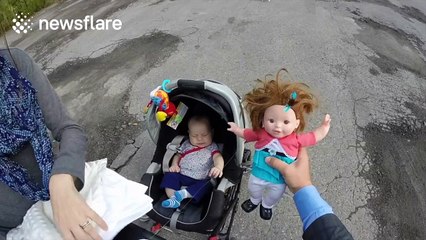 Pulling a baby buggy with a drone