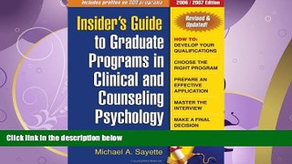FAVORITE BOOK  Insider s Guide to Graduate Programs in Clinical and Counseling Psychology: