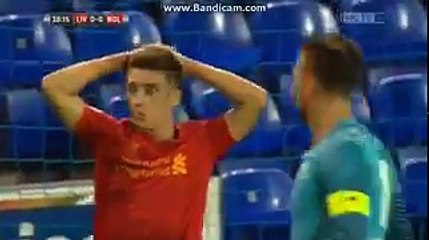38' Cameron Brannagan does everything right except the finish. - Liverpool u23s 0-0 Wolfsburg U23s - 28/09/16
