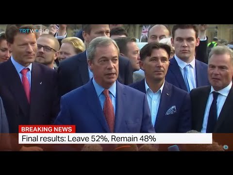 Leader of UK Independence Party Nigel Farage adresses the media after Brexit results