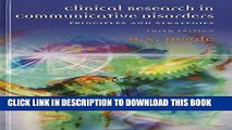 New Book Clinical Research in Communicative Disorders: Principles and Strategies