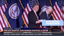 Former Republican senator and military maverick John Warner endorses Clinton