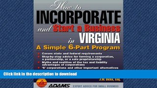 READ ONLINE Virginia (How to Incorporate and Start a Business) READ EBOOK