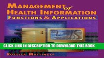 Collection Book Management of Health Information: Functions   Applications (A volume in the Delmar