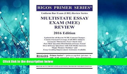 Online eBook Rigos Primer Series Uniform Bar Exam (UBE) Review Series Multistate Essay Exam: 2016