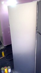 Geladeira brastemp personalizada com pintura imitando inox.By Studio maerosilva de personalização.