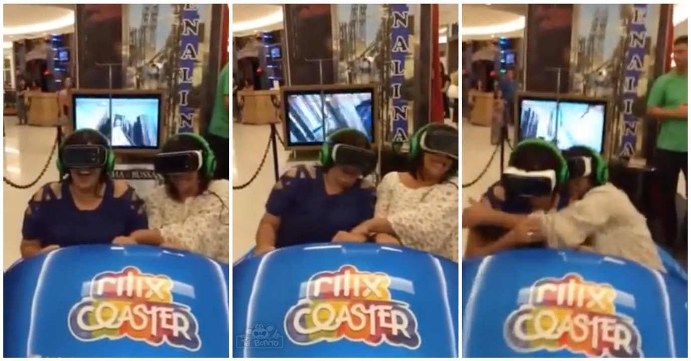 As aventuras de mãe e filha num simulador de montanha russa... quase morrem!