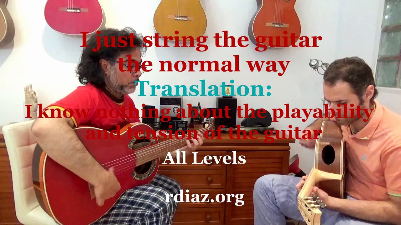"I strung my guitar normal way and of the same brand of strings" Translation: I know nothing about flamenco playability