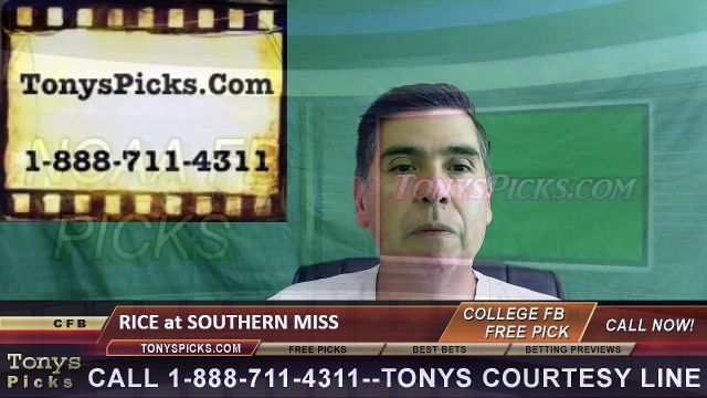 Southern Mississippi Golden Eagles vs. Rice Owls Free Pick Prediction NCAA College Football Odds Preview 10/1/2016