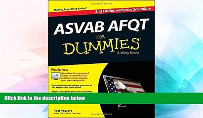 Big Deals  ASVAB AFQT For Dummies, with Online Practice Tests  Best Seller Books Most Wanted