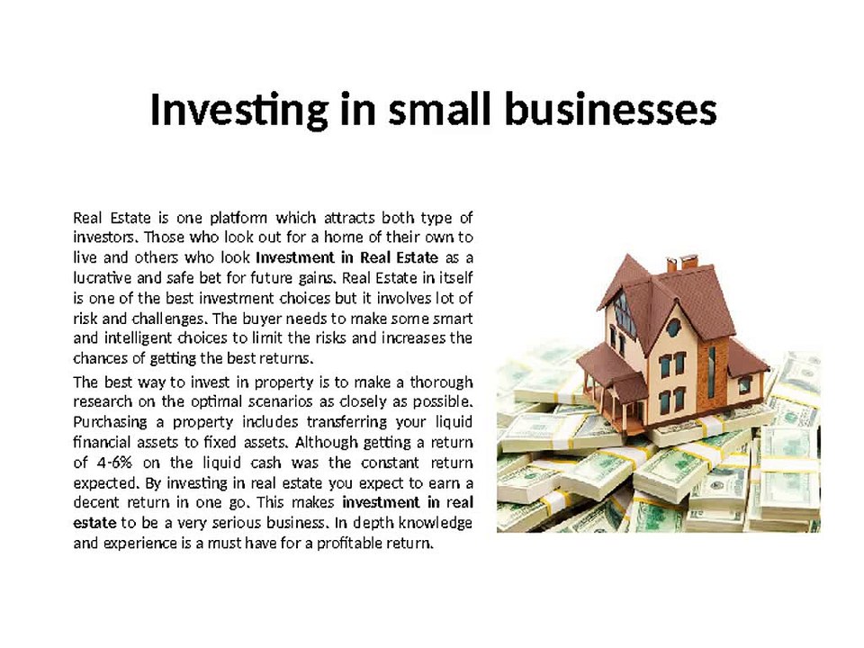 Investment in real estate Intelligent choices