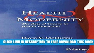 New Book Health and Modernity: The Role of Theory in Health Promotion