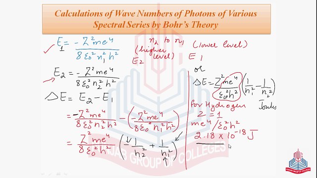 Calculations of wave numbers of photons of various spectral series by Bohr’s theory