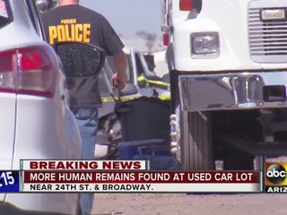 Phoenix police: More human remains found at used car lot