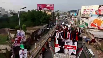 Aerial View Of Sialkot Rally Going Towards Raiwind Against Corruption