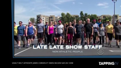 Usain Bolt affronte James Corden et Owen Wilson sur un 100m