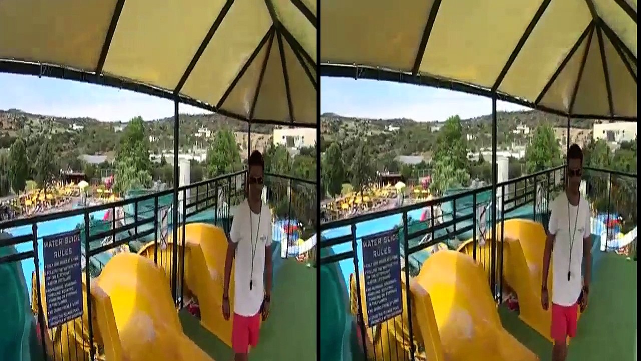 3D VR - Side by Side (SBS) HD - Extreme Yellow Water Slide at Acqua Plus - Google Cardboard