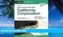 Big Deals  How to Form Your Own California Corporation  Full Ebooks Best Seller