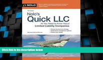 Big Deals  Nolo s Quick LLC: All You Need to Know About Limited Liability Companies (Quick